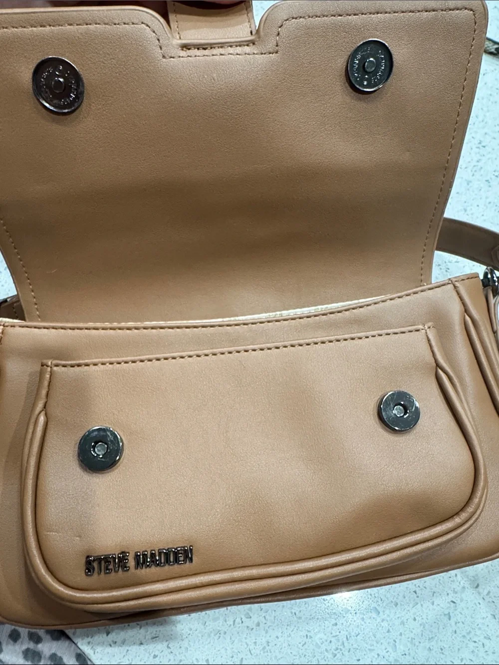 Steve Madden Caramel Tan Buckle Shoulder Bag